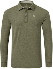 Men's Long Sleeve Golf Polo Shirt Quick Dry Sport Shirt + Collared Athletic T-Shirt - morefiz