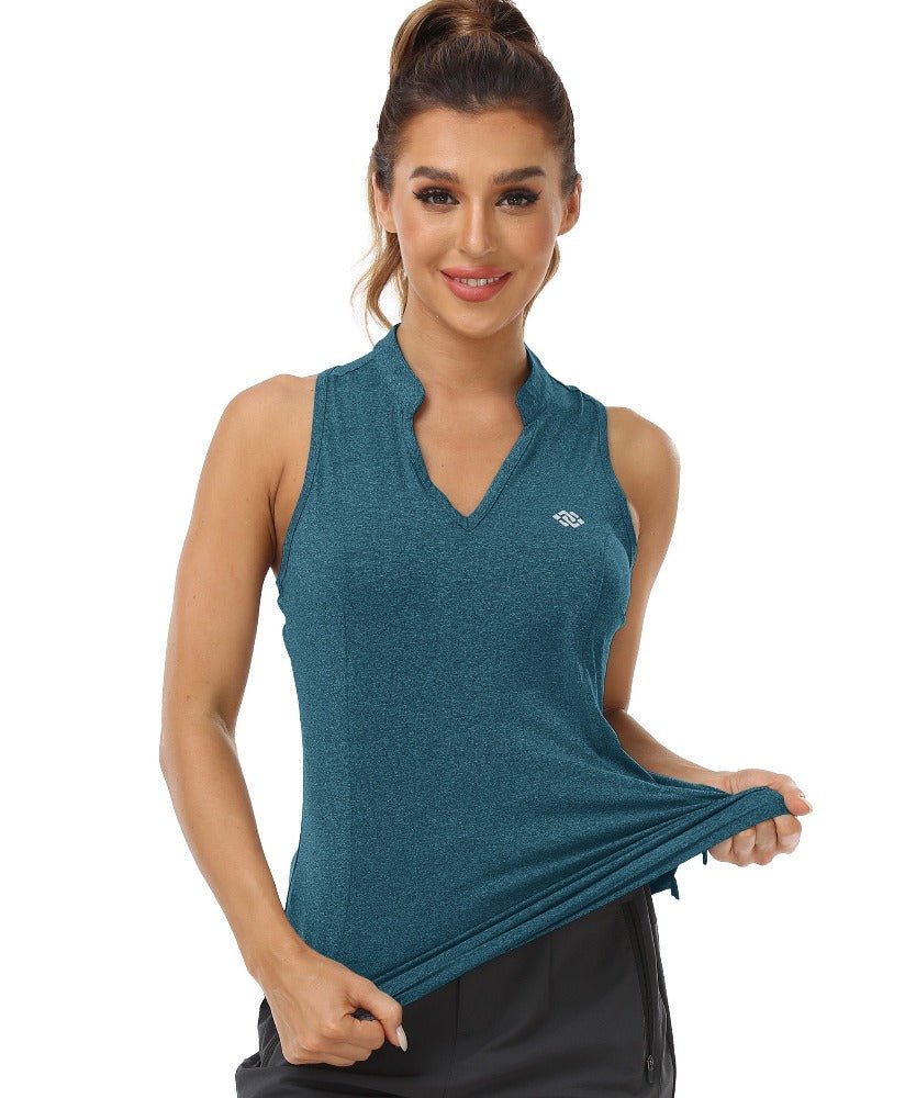 V-Neck Collarless Tennis Running Tank Tops - morefiz