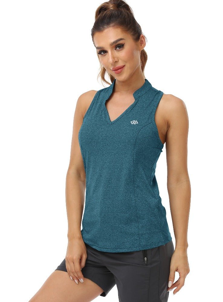 V-Neck Collarless Tennis Running Tank Tops - morefiz