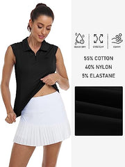 Women Racerback Sleeveless Golf Polo Shirts - morefiz