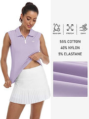 Women Racerback Sleeveless Golf Polo Shirts - morefiz