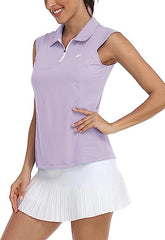 Women Racerback Sleeveless Golf Polo Shirts - morefiz