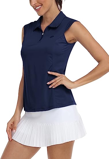 Women Racerback Sleeveless Golf Polo Shirts - morefiz