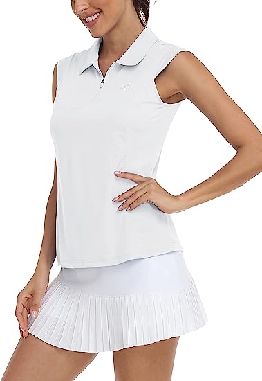 Women Racerback Sleeveless Golf Polo Shirts - morefiz