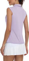 Women Racerback Sleeveless Golf Polo Shirts - morefiz