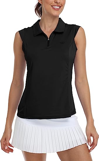 Women Racerback Sleeveless Golf Polo Shirts - morefiz