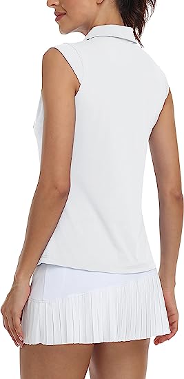 Women Racerback Sleeveless Golf Polo Shirts - morefiz