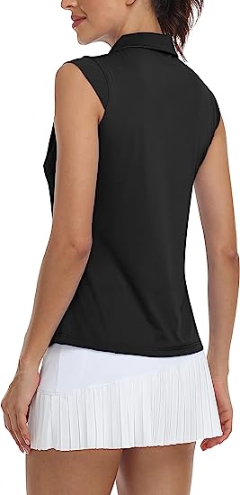 Women Racerback Sleeveless Golf Polo Shirts - morefiz