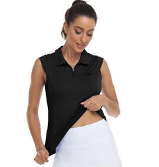 Women Racerback Sleeveless Golf Polo Shirts - morefiz