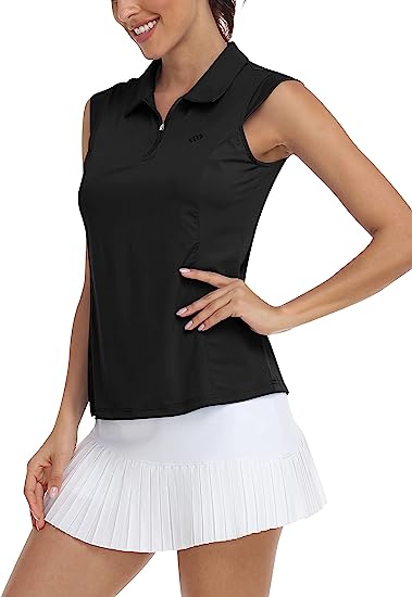 Women Racerback Sleeveless Golf Polo Shirts - morefiz