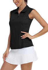 Women Racerback Sleeveless Golf Polo Shirts - morefiz