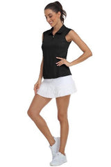 Women Racerback Sleeveless Golf Polo Shirts - morefiz