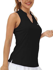 Women Racerback Sleeveless Golf Polo Shirts +Tennis Running Tank Tops - morefiz