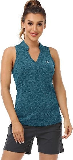 Women Racerback Sleeveless Golf Polo Shirts +Tennis Running Tank Tops - morefiz