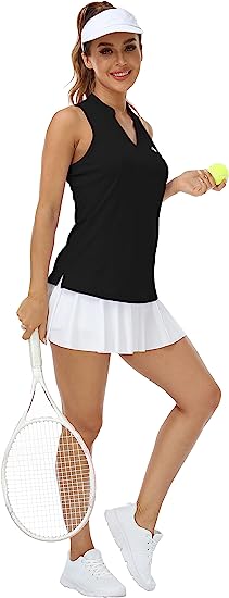 Women Racerback Sleeveless Golf Polo Shirts +Tennis Running Tank Tops - morefiz