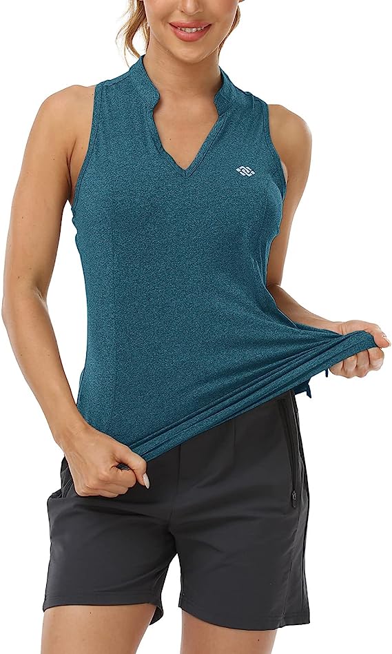 Women Racerback Sleeveless Golf Polo Shirts +Tennis Running Tank Tops - morefiz