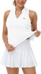 Women Racerback Sleeveless Golf Polo Shirts +Tennis Running Tank Tops - morefiz