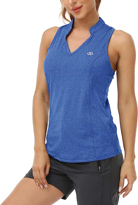 Women Racerback Sleeveless Golf Polo Shirts +Tennis Running Tank Tops - morefiz