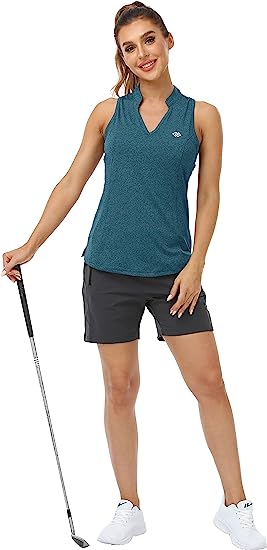 Women Racerback Sleeveless Golf Polo Shirts +Tennis Running Tank Tops - morefiz