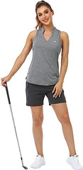 Women Racerback Sleeveless Golf Polo Shirts +Tennis Running Tank Tops - morefiz