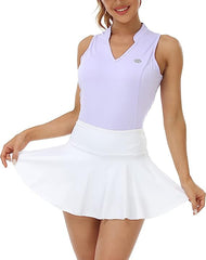 Women Racerback Sleeveless Golf Polo Shirts +Tennis Running Tank Tops - morefiz