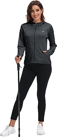 Women's Full Zip UPF 50+ Sun Protection Jacket Hoodie Lightweight Camo Hiking Shirt - morefiz