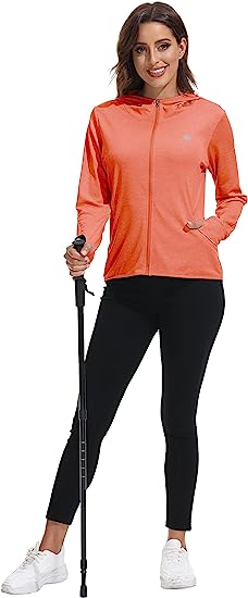 Women's Full Zip UPF 50+ Sun Protection Jacket Hoodie Lightweight Camo Hiking Shirt - morefiz