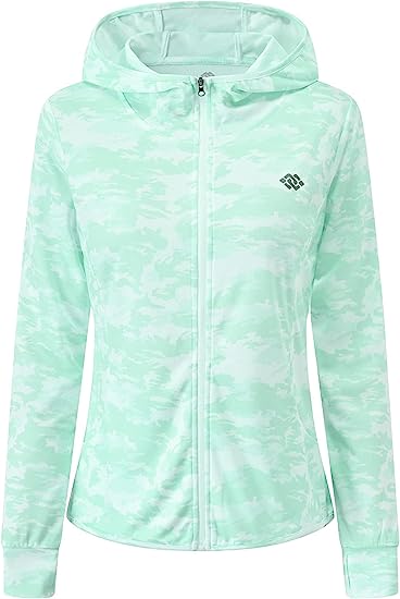 Women's Full Zip UPF 50+ Sun Protection Jacket Hoodie Lightweight Camo Hiking Shirt - morefiz