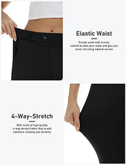 Women's Golf Capri Pants Stretch Slim Business Casual Pants Straight Leg Yoga Dress Pants - morefiz