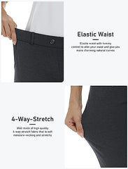 Women's Golf Capri Pants Stretch Slim Business Casual Pants Straight Leg Yoga Dress Pants - morefiz