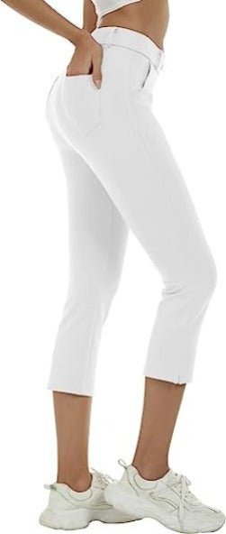 Women's Golf Capri Pants Stretch Slim Business Casual Pants Straight Leg Yoga Dress Pants - morefiz