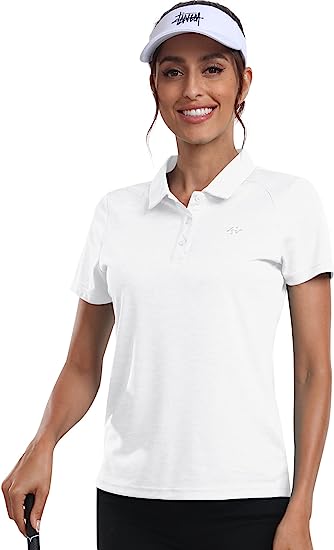 Womens Golf Polo Shirts Tops with Hem Slightly Slit - morefiz