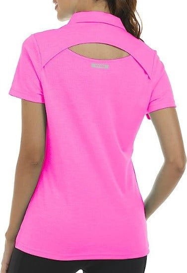 Womens Golf Polo Shirts Tops with Hem Slightly Slit - morefiz