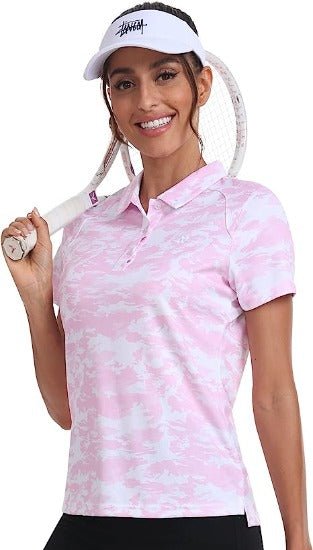 Womens Golf Polo Shirts Tops with Hem Slightly Slit - morefiz