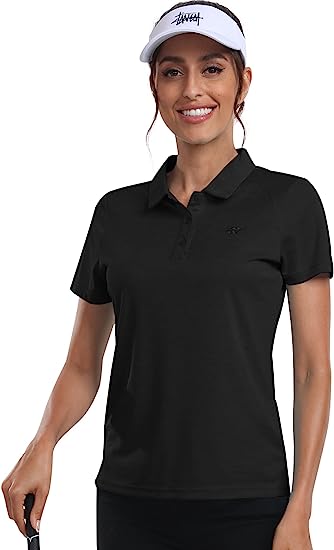 Womens Golf Polo Shirts Tops with Hem Slightly Slit - morefiz