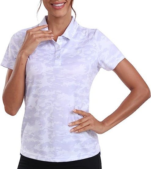 Womens Golf Polo Shirts Tops with Hem Slightly Slit - morefiz