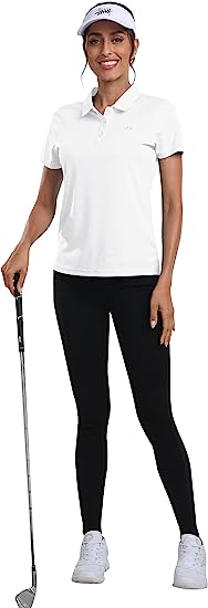 Womens Golf Polo Shirts Tops with Hem Slightly Slit - morefiz