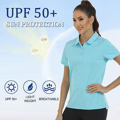 Womens Golf Polo Shirts Tops with Hem Slightly Slit - morefiz