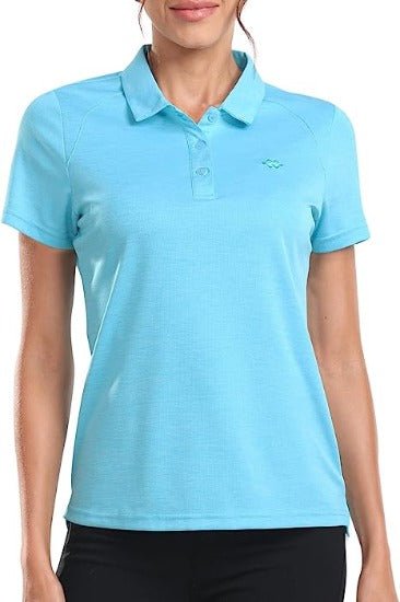 Womens Golf Polo Shirts Tops with Hem Slightly Slit - morefiz