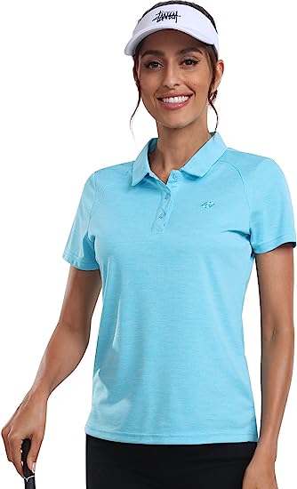 Womens Golf Polo Shirts Tops with Hem Slightly Slit - morefiz