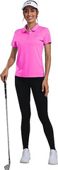 Womens Golf Polo Shirts Tops with Hem Slightly Slit - morefiz