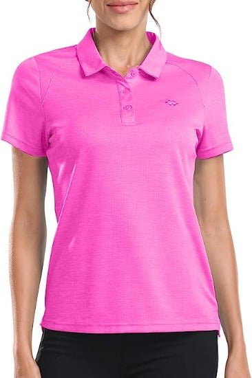 Womens Golf Polo Shirts Tops with Hem Slightly Slit - morefiz