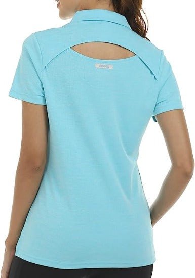 Womens Golf Polo Shirts Tops with Hem Slightly Slit - morefiz