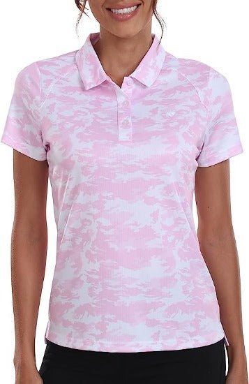 Womens Golf Polo Shirts Tops with Hem Slightly Slit - morefiz