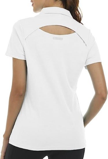 Womens Golf Polo Shirts Tops with Hem Slightly Slit - morefiz