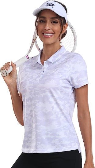 Womens Golf Polo Shirts Tops with Hem Slightly Slit - morefiz