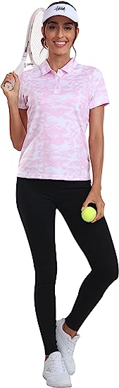 Womens Golf Polo Shirts Tops with Hem Slightly Slit - morefiz