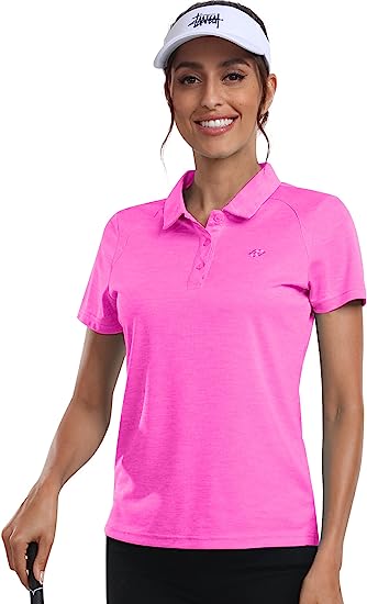 Womens Golf Polo Shirts Tops with Hem Slightly Slit - morefiz