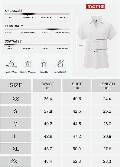 Women's Golf Polo Shirts V Neck Collared Short Sleeve Sport Top UPF50+ - morefiz