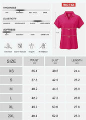 Women's Golf Polo Shirts V Neck Collared Short Sleeve Sport Top UPF50+ - morefiz